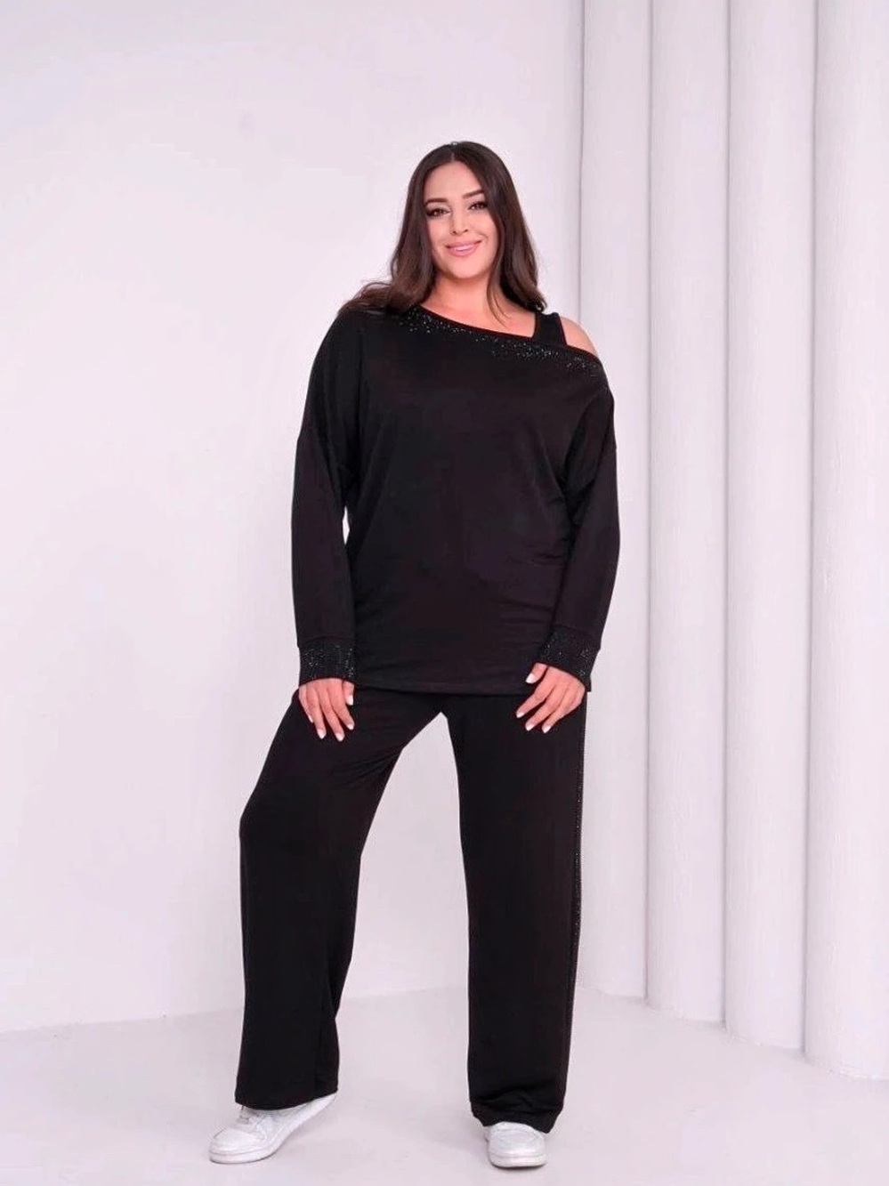 Black Wide Leg Two-Piece Set New York